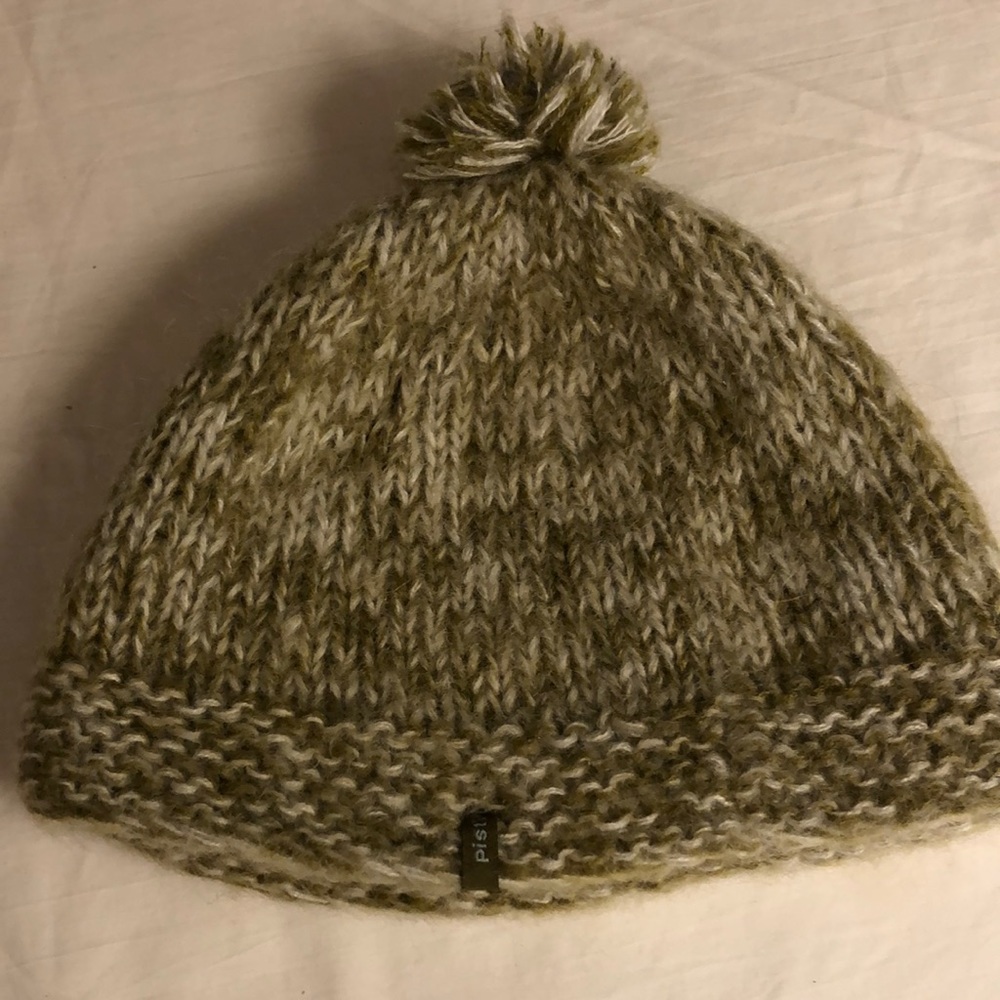 Pistil 50% Wool/50% Acrylic Light Green Pom Pom Knit Cap Beanie